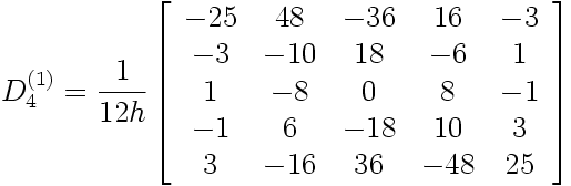 Matrice de dérivation première (sur 5 points équidistants)