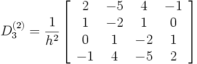 Matrice de dérivation seconde (sur 4 points équidistants)