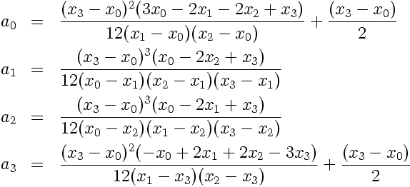 Valeurs des coefficients pour n=3