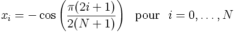 Points de collocation de Gauss (relatifs à l'intervalle [-1;1])
