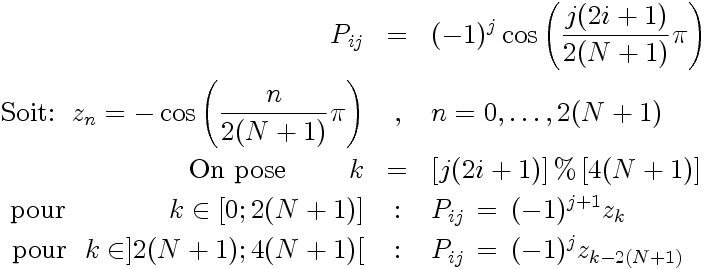 Procédure pour construire la matrice de passage (points de collocation de Gauss)