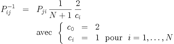 Procédure pour construire l'inverse de la matrice de passage (points de collocation de Gauss)