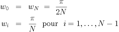 Poids de la quadrature de Gauss-Lobatto