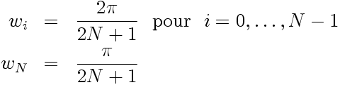 Poids de la quadrature de Gauss-Radau