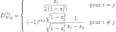 Matrice de dérivation première aux points de collocation de Gauss