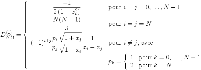 Matrice de dérivation première aux points de collocation de Gauss-Radau